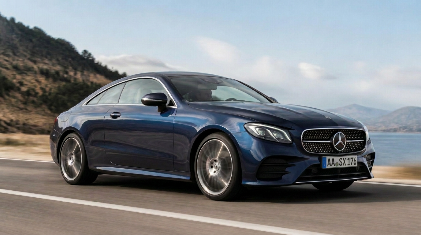 Mercedes-Benz E-Klasse Coupé (Baujahr 2017) mit Kennzeichen AA SX 176 in Fahrt